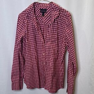 J. Crew Boy shirt in pink and burgundy check.  Button front.  Size 12. VGUC